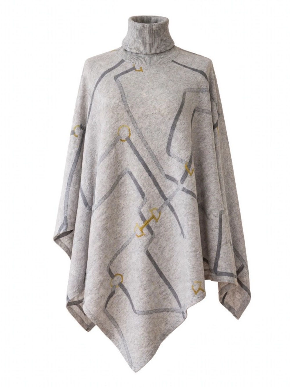 J MCLAUGHLIN CASHMERE HORSEBIT TURTLENECK NOELLE PONCHO NEO BUCKHEAD Gray OS